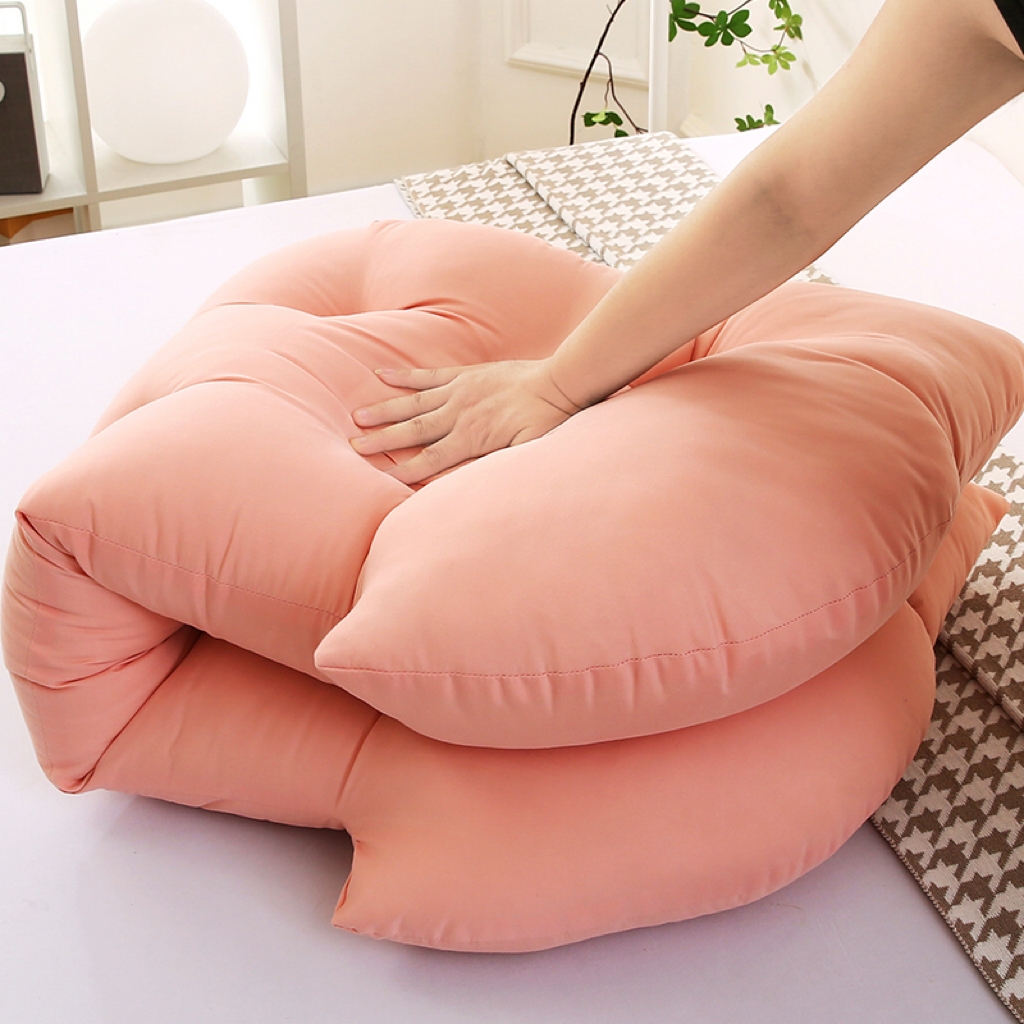 91家纺网 家纺一手货源 找家纺 碧尔家居 2025新款学生床头靠垫大靠背卧室床上靠枕米黄榻榻米软包护腰防撞软垫绑带 浅粉