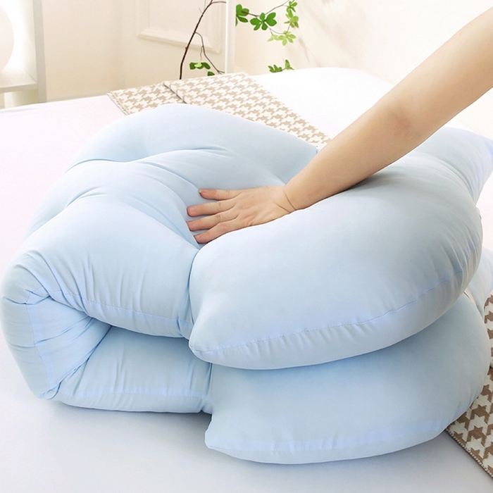 91家纺网 家纺一手货源 找家纺 碧尔家居 2025新款学生床头靠垫大靠背卧室床上靠枕米黄榻榻米软包护腰防撞软垫绑带 浅蓝