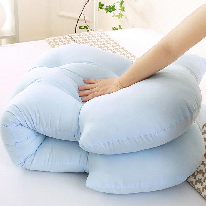 91家纺网 家纺一手货源 找家纺 碧尔家居 2025新款学生床头靠垫大靠背卧室床上靠枕米黄榻榻米软包护腰防撞软垫绑带 浅蓝