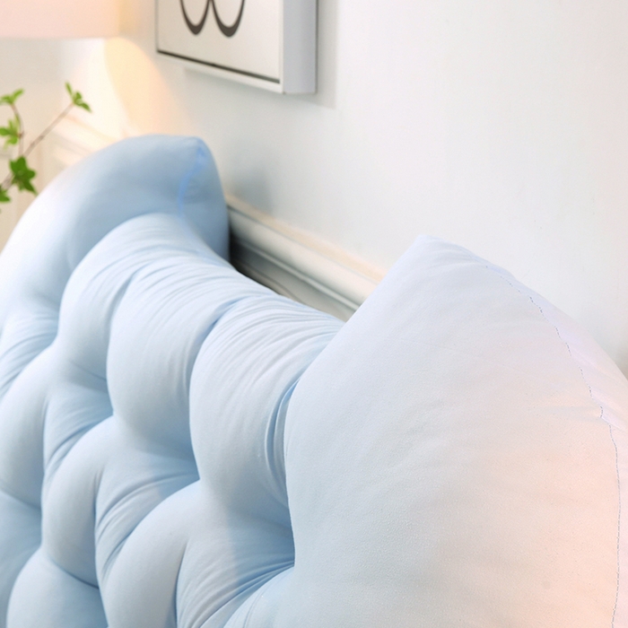 91家纺网 家纺一手货源 找家纺 碧尔家居 2025新款学生床头靠垫大靠背卧室床上靠枕米黄榻榻米软包护腰防撞软垫绑带 浅蓝