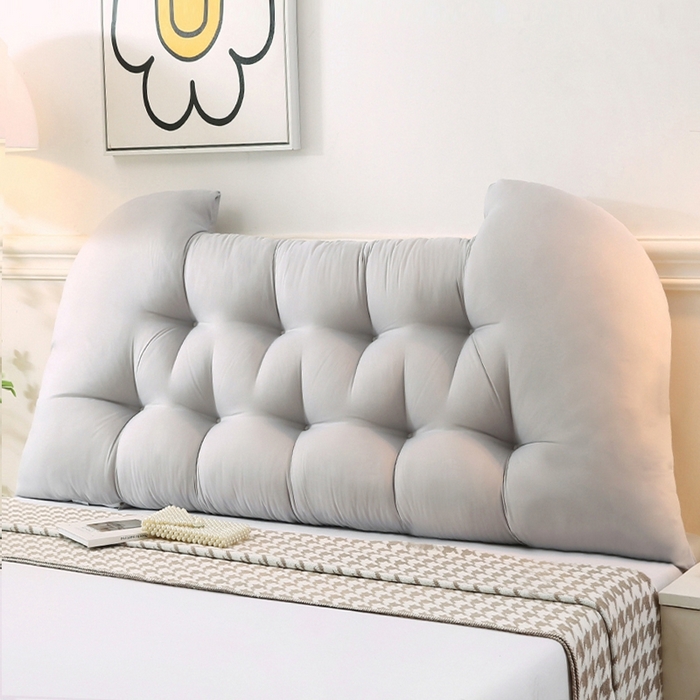 碧尔家居 2025新款学生床头靠垫大靠背卧室床上靠枕米黄榻榻米软包护腰防撞软垫绑带 银灰