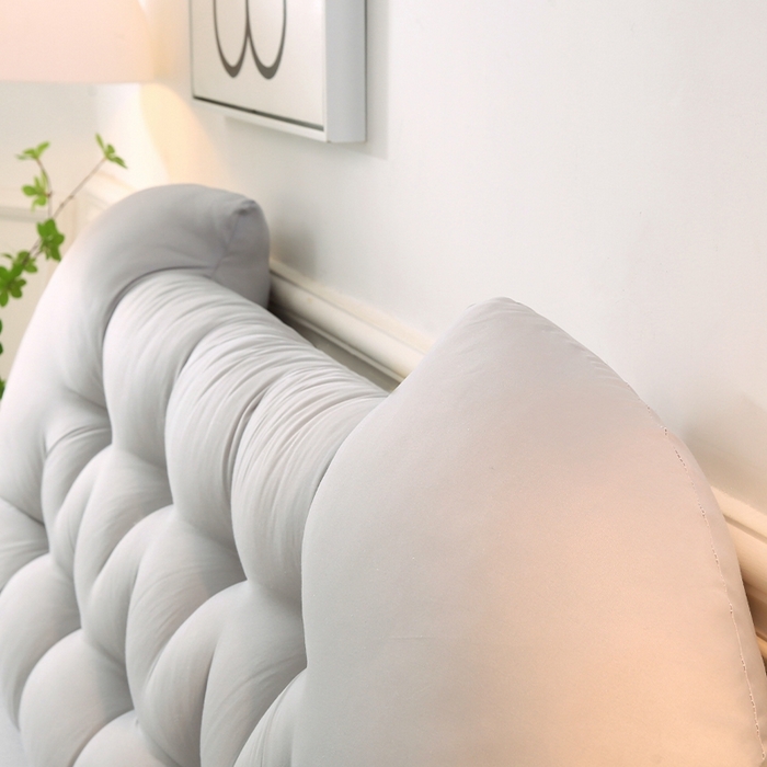 91家纺网 家纺一手货源 找家纺 碧尔家居 2025新款学生床头靠垫大靠背卧室床上靠枕米黄榻榻米软包护腰防撞软垫绑带 银灰