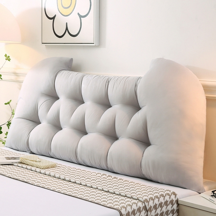 91家纺网 家纺一手货源 找家纺 碧尔家居 2025新款学生床头靠垫大靠背卧室床上靠枕米黄榻榻米软包护腰防撞软垫绑带 银灰