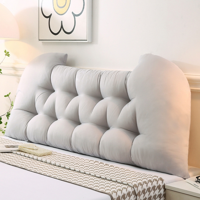 91家纺网 家纺一手货源 找家纺 碧尔家居 2025新款学生床头靠垫大靠背卧室床上靠枕米黄榻榻米软包护腰防撞软垫绑带 银灰