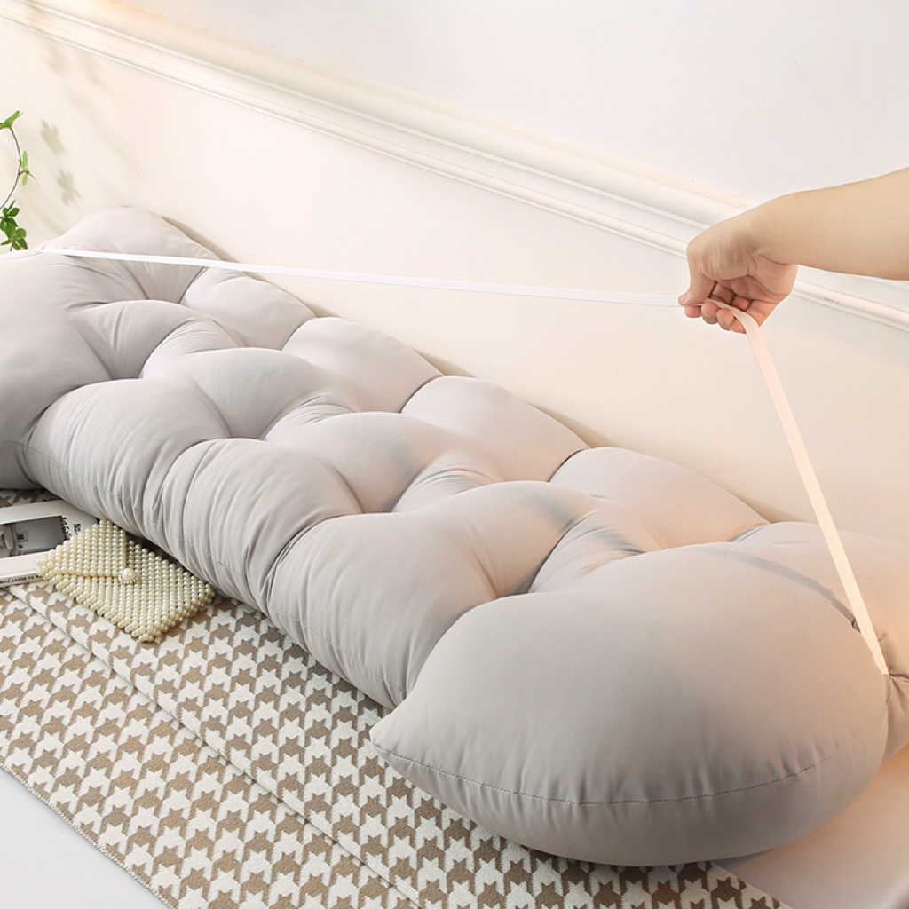 91家纺网 家纺一手货源 找家纺 碧尔家居 2025新款学生床头靠垫大靠背卧室床上靠枕米黄榻榻米软包护腰防撞软垫绑带 银灰