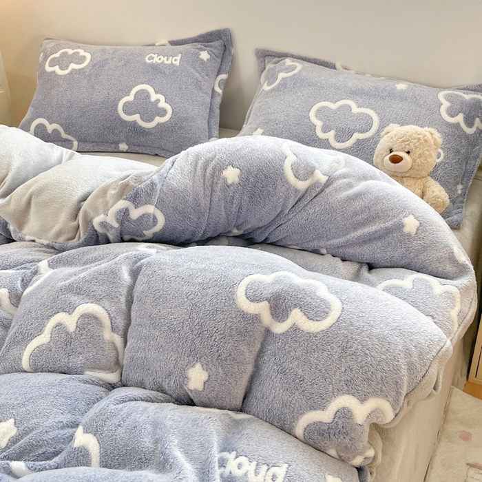 91家纺网 家纺一手货源 找家纺 川悦生活 2025新款立体雪花绒印花大床四件套系列一场景一 奶味云朵