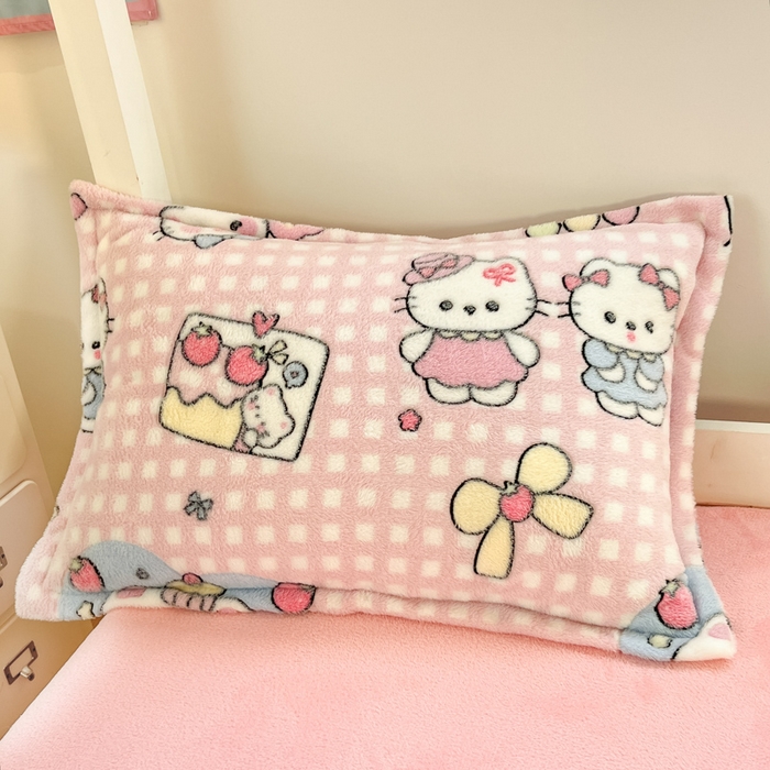 91家纺网 家纺一手货源 找家纺 川悦生活 2025新款立体雪花绒印花四件套学生床系列二场景一 开心小喵