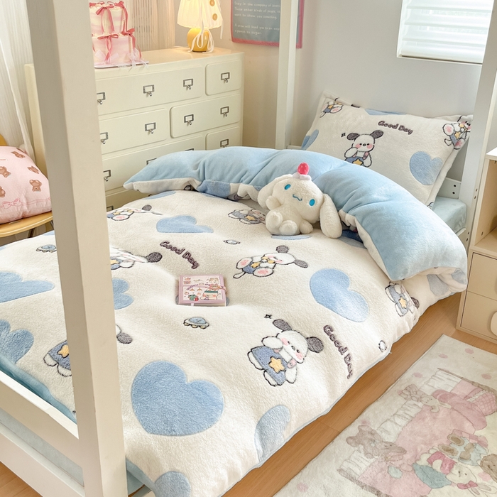 川悦生活 2025新款立体雪花绒印花四件套学生床系列二场景一 快乐西高地
