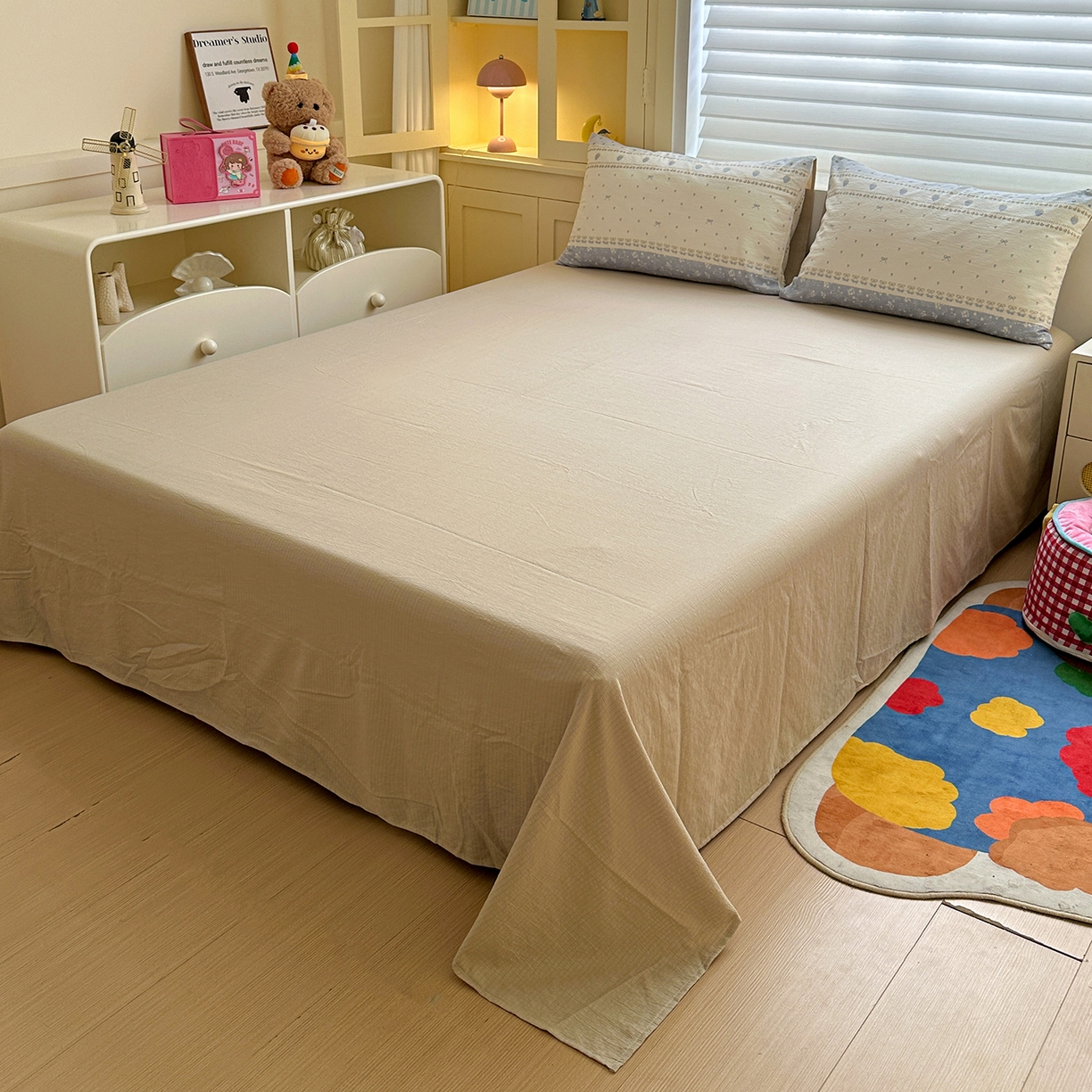 91家纺网 家纺一手货源 找家纺 水墨江南 2025新款云感双层纱印花四件套 春天里