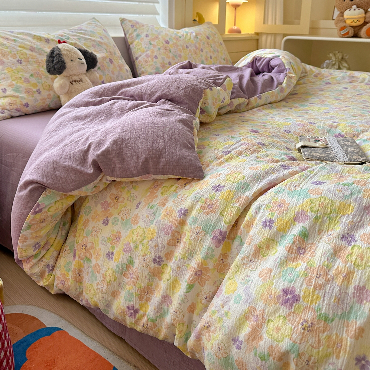 水墨江南 2025新款云感双层纱印花四件套 花雨