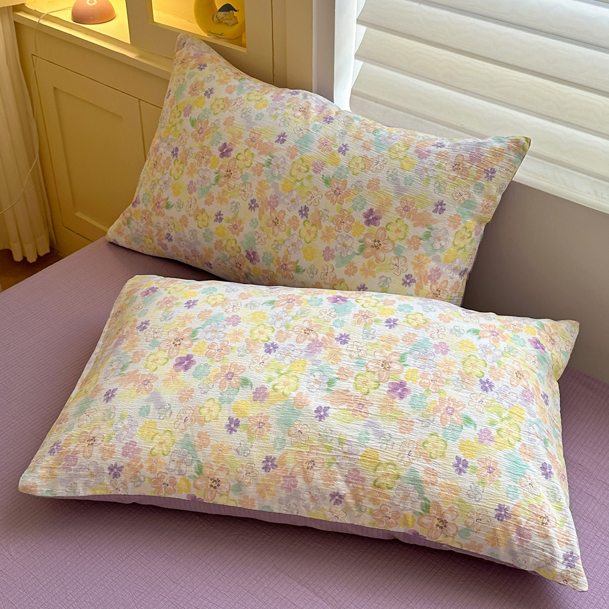 91家纺网 家纺一手货源 找家纺 水墨江南 2025新款云感双层纱印花四件套 花雨