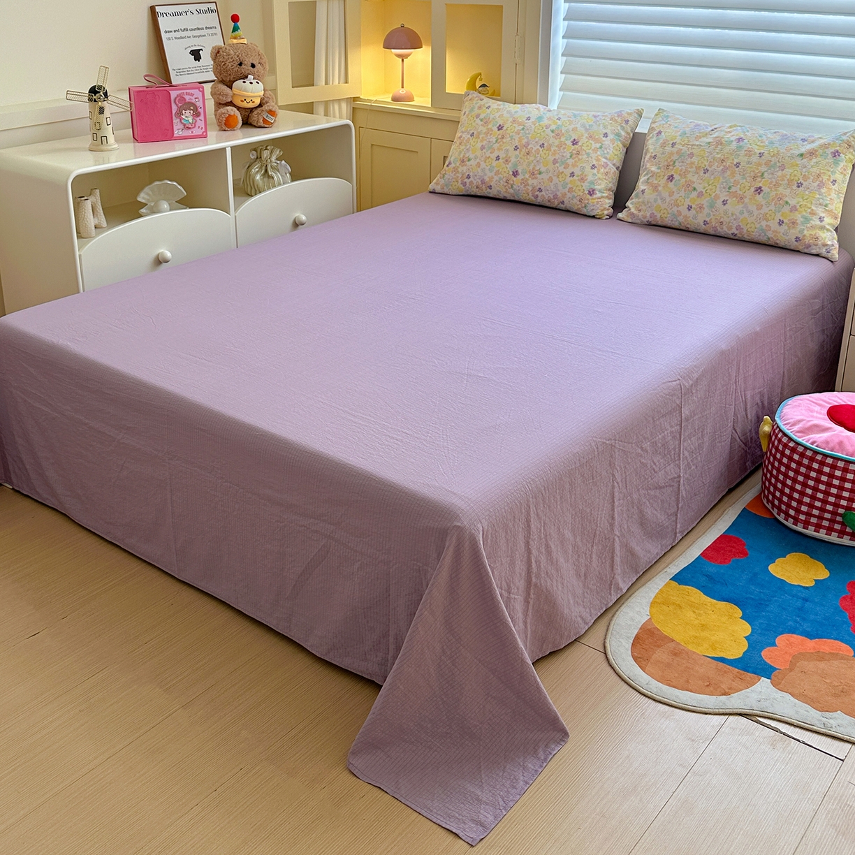 91家纺网 家纺一手货源 找家纺 水墨江南 2025新款云感双层纱印花四件套 花雨