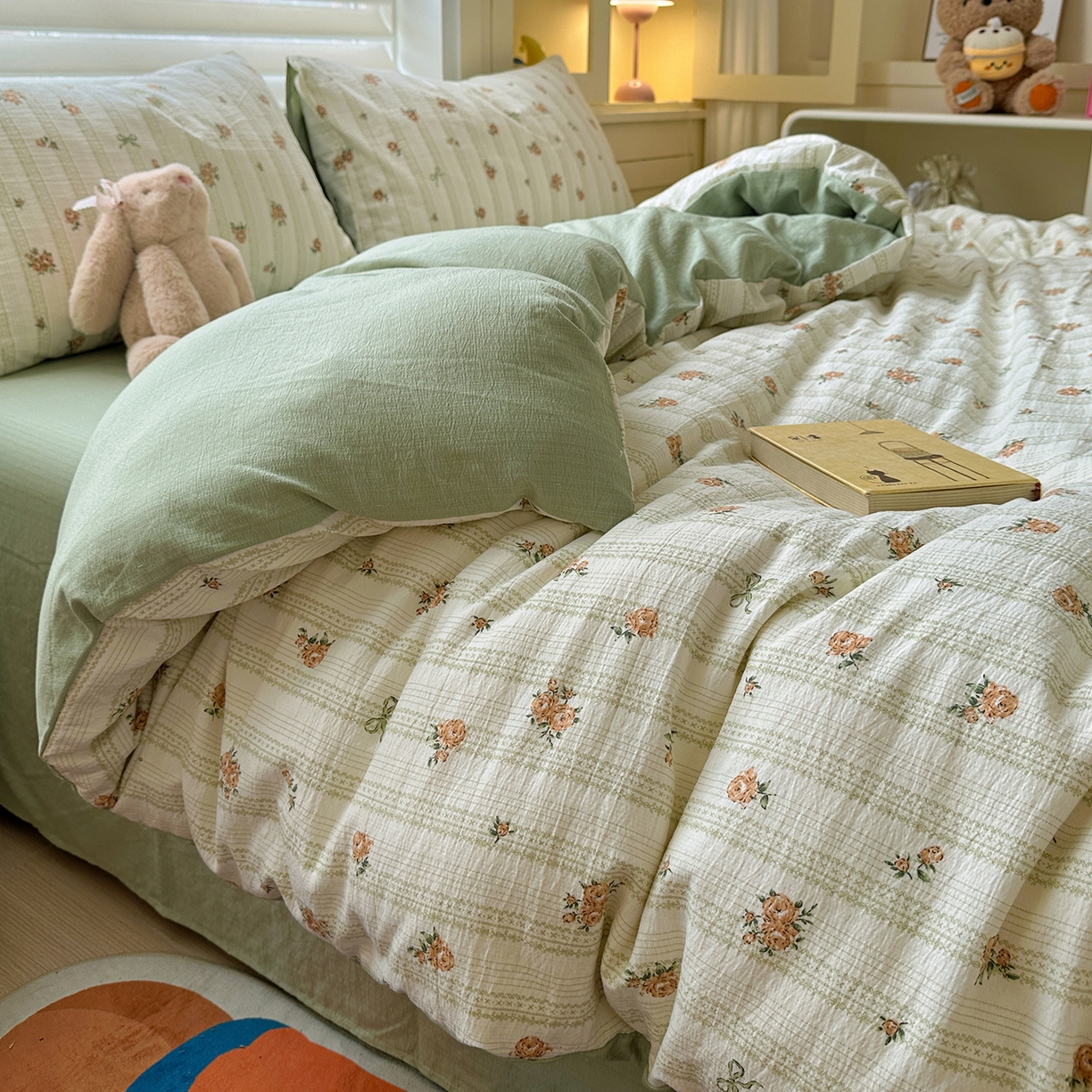 水墨江南 2025新款云感双层纱印花四件套 花枝蔓