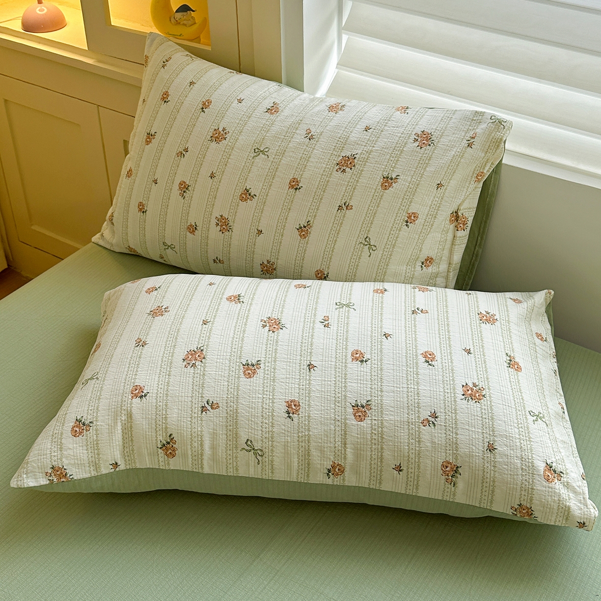 91家纺网 家纺一手货源 找家纺 水墨江南 2025新款云感双层纱印花四件套 花枝蔓