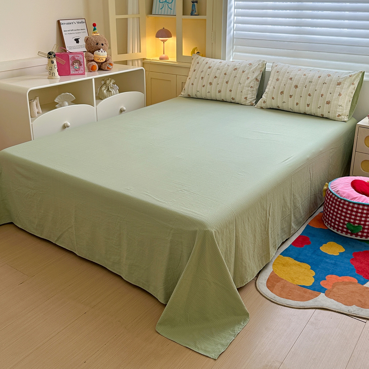 91家纺网 家纺一手货源 找家纺 水墨江南 2025新款云感双层纱印花四件套 花枝蔓