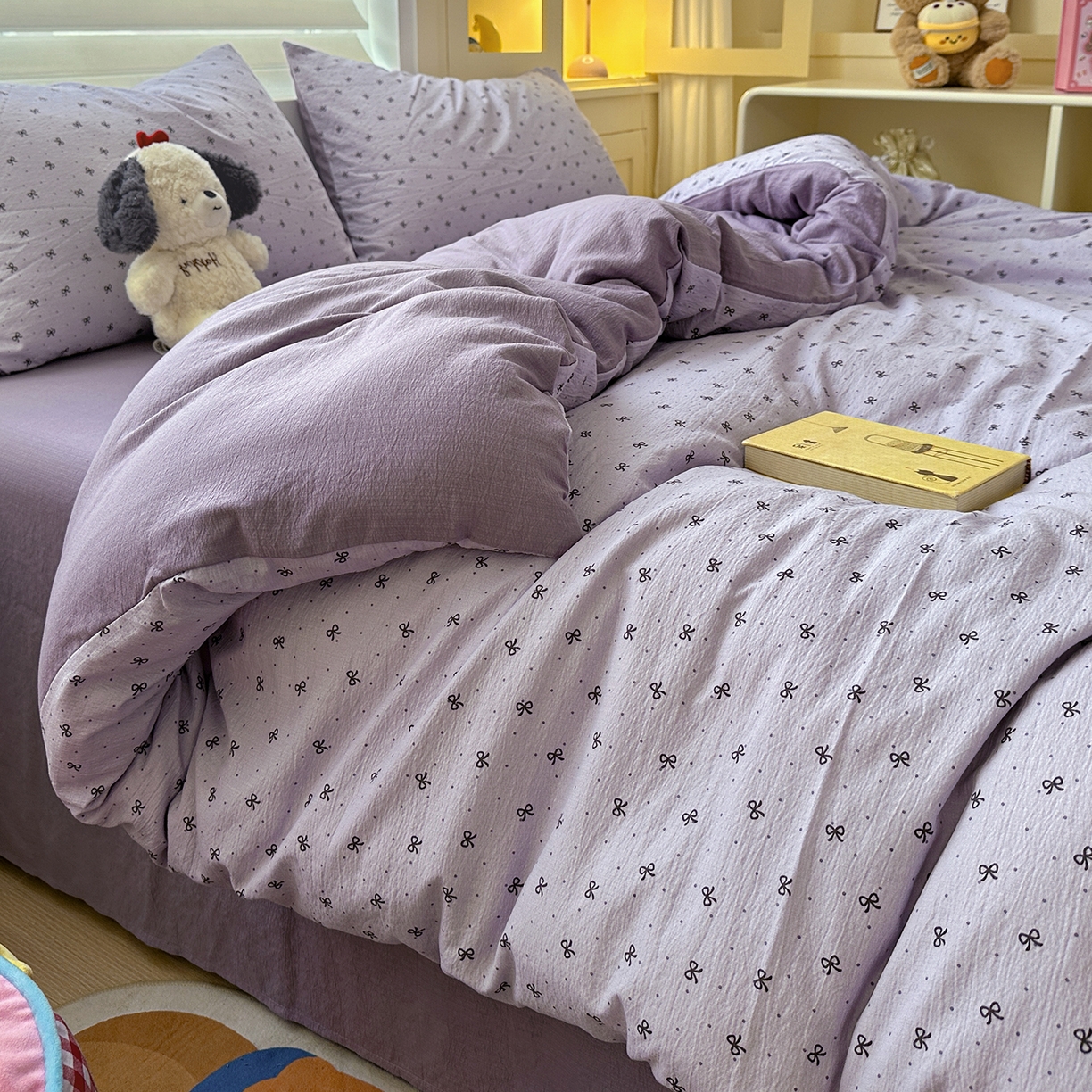 水墨江南 2025新款云感双层纱印花四件套 欢乐颂