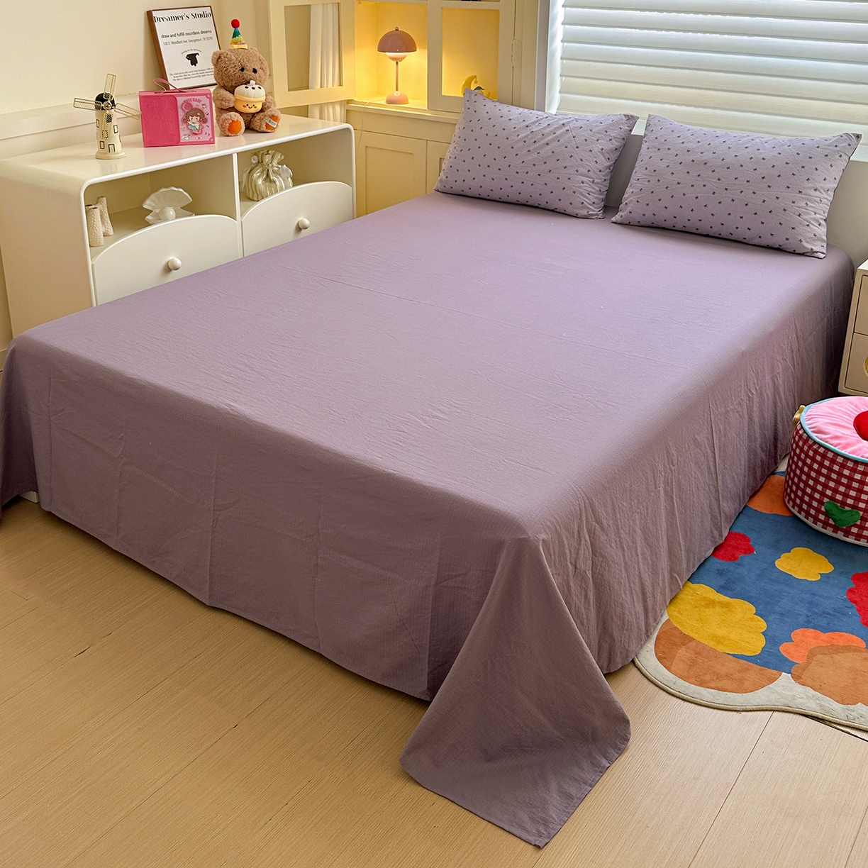 91家纺网 家纺一手货源 找家纺 水墨江南 2025新款云感双层纱印花四件套 欢乐颂