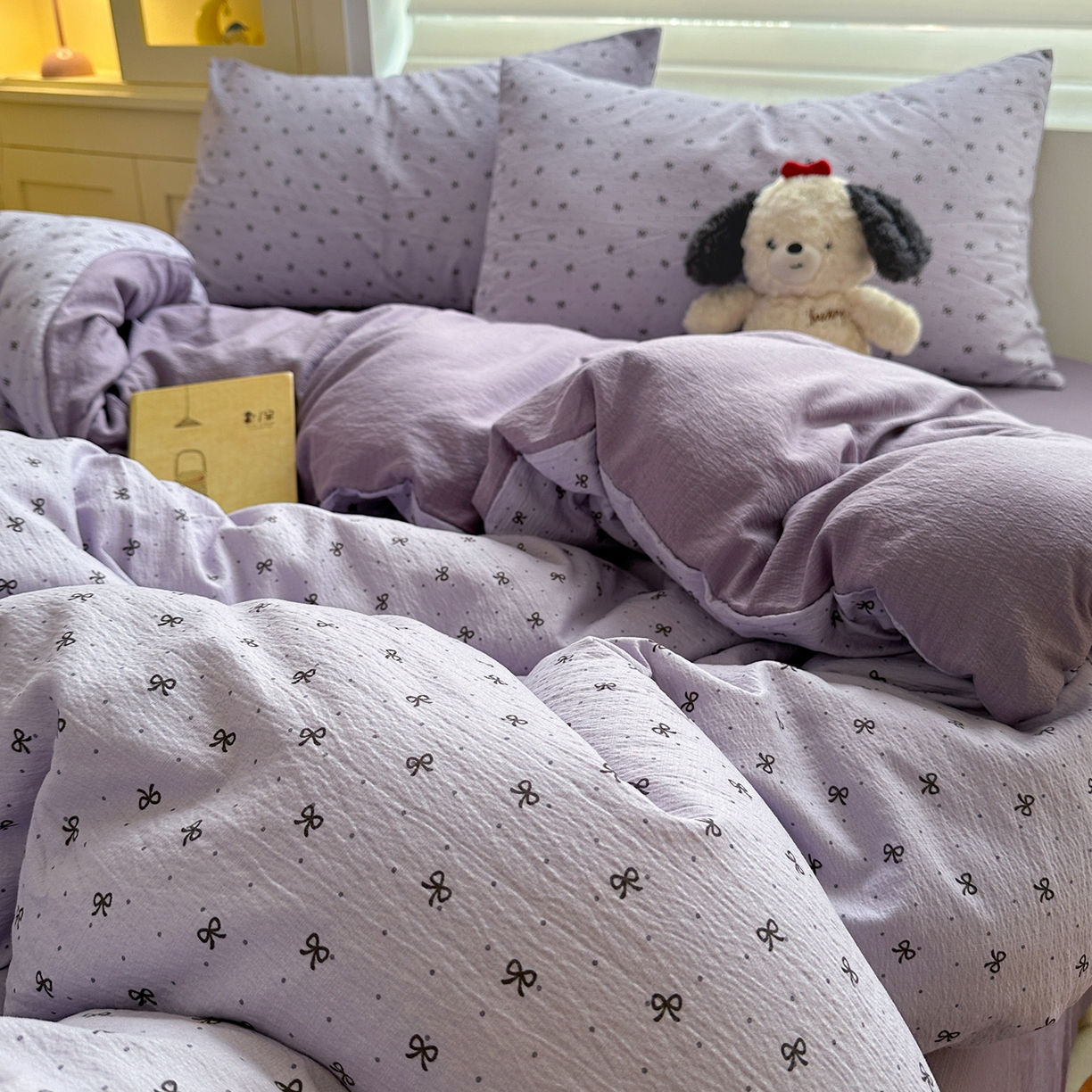 91家纺网 家纺一手货源 找家纺 水墨江南 2025新款云感双层纱印花四件套 欢乐颂