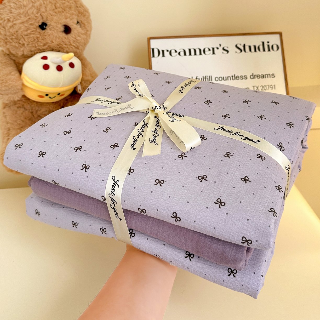 91家纺网 家纺一手货源 找家纺 水墨江南 2025新款云感双层纱印花四件套 欢乐颂