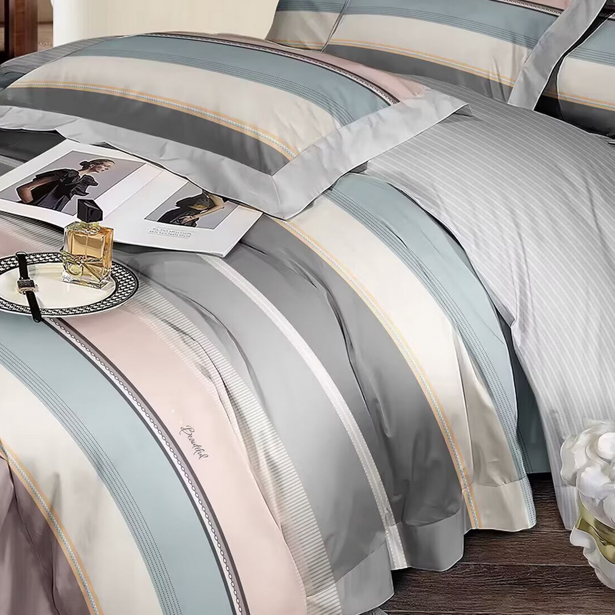 91家纺网 家纺一手货源 找家纺 （总）未来家居 2025新款长绒棉四件套UML13370