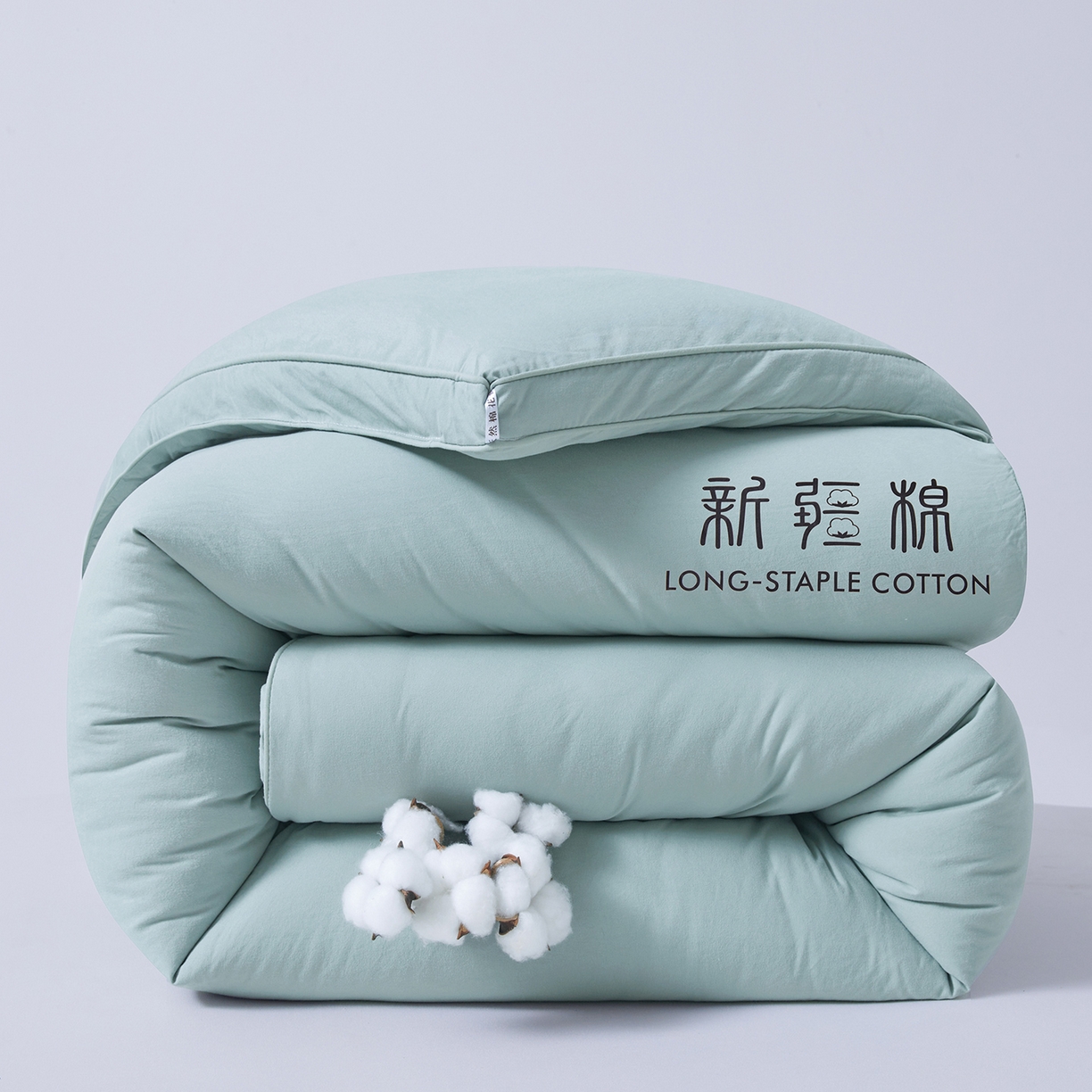 91家纺网 家纺一手货源 找家纺 思雅庭 2025新款原棉水洗棉新疆棉花被被子被芯 青绿