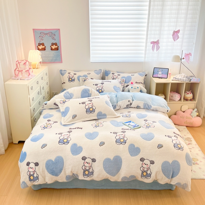 91家纺网 家纺一手货源 找家纺 川悦生活 2025新款立体雪花绒印花大床四件套系列二场景一 快乐西高地