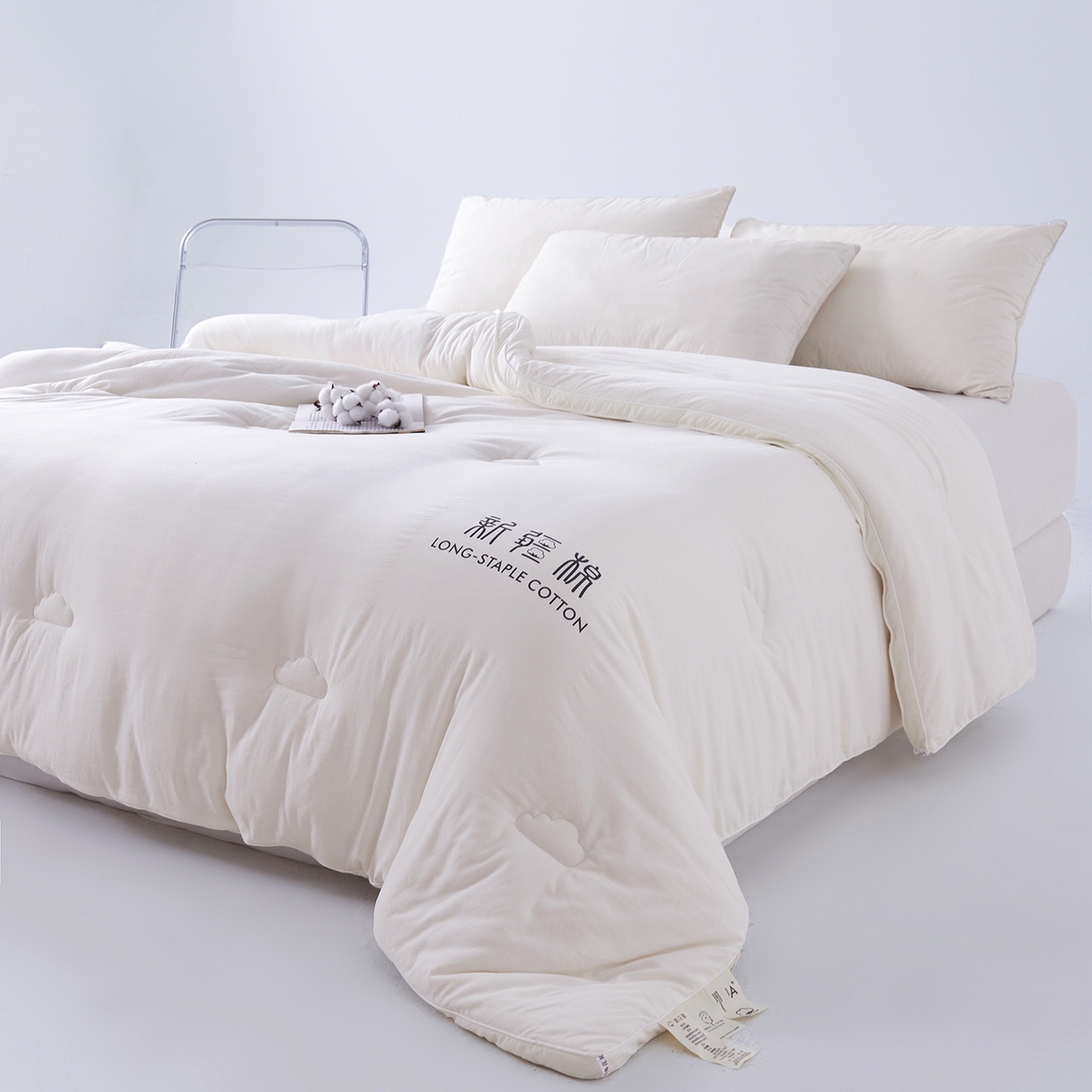 91家纺网 家纺一手货源 找家纺 思雅庭 2025新款原棉水洗棉新疆棉花被被子被芯 奶白