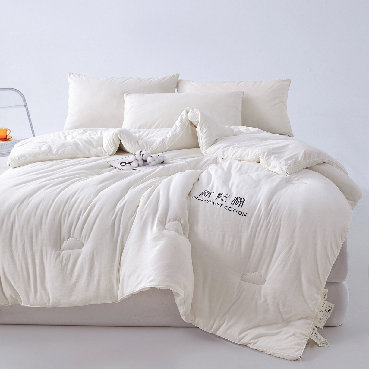 91家纺网 家纺一手货源 找家纺 思雅庭 2025新款原棉水洗棉新疆棉花被被子被芯 奶白