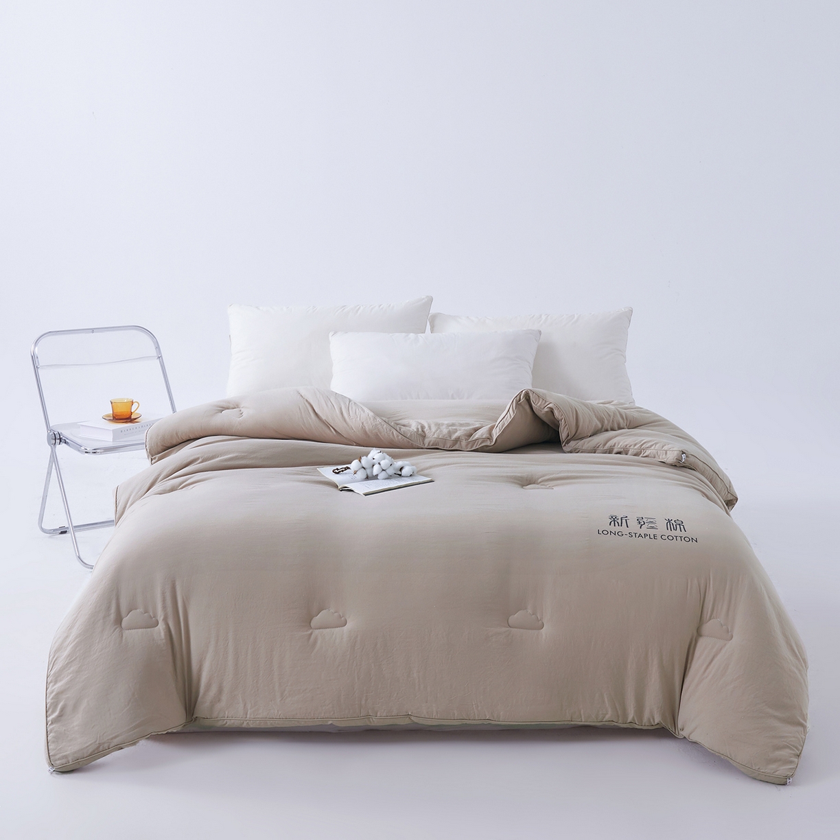 91家纺网 家纺一手货源 找家纺 思雅庭 2025新款原棉水洗棉新疆棉花被被子被芯 卡其