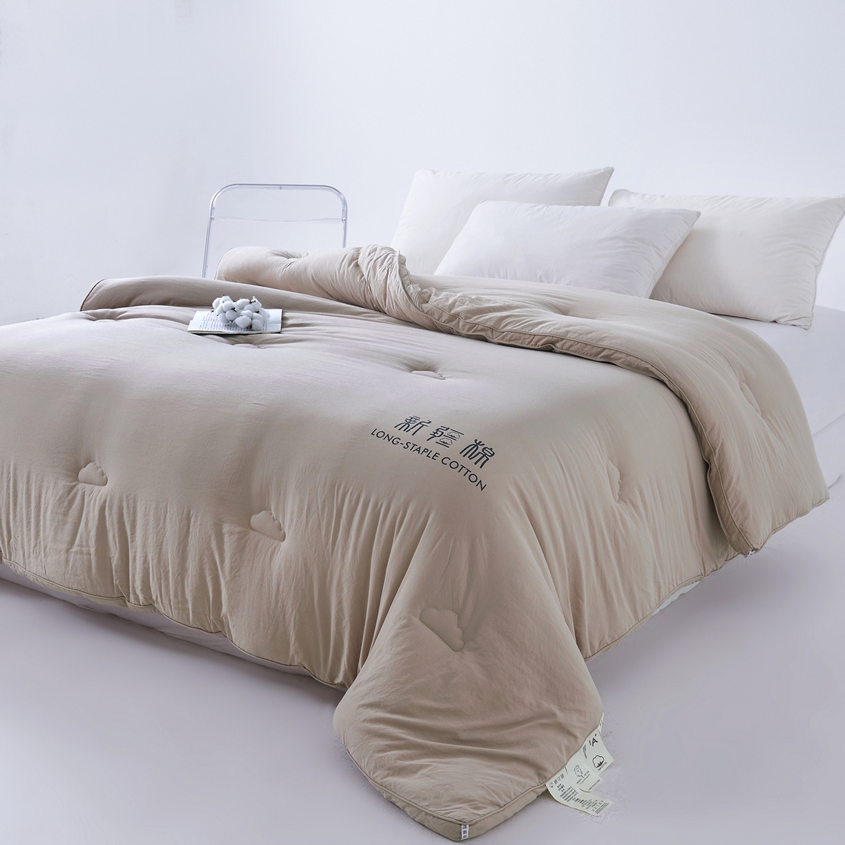 91家纺网 家纺一手货源 找家纺 思雅庭 2025新款原棉水洗棉新疆棉花被被子被芯 卡其