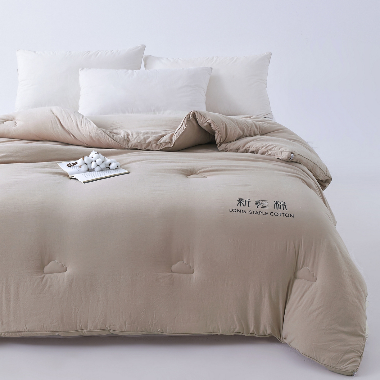 91家纺网 家纺一手货源 找家纺 思雅庭 2025新款原棉水洗棉新疆棉花被被子被芯 卡其