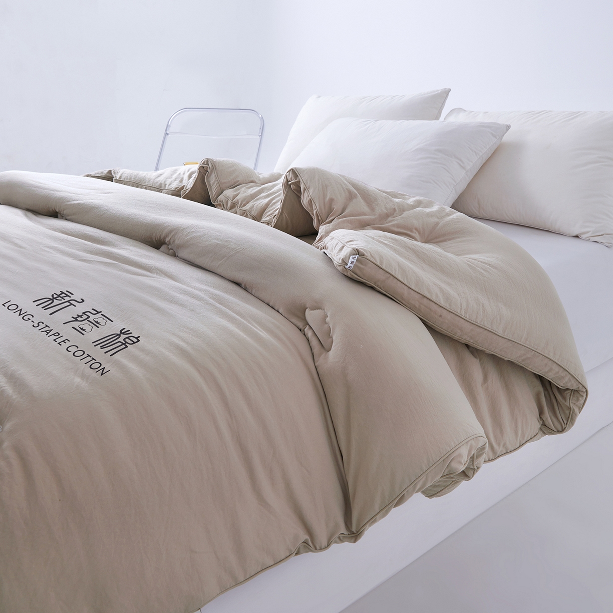 91家纺网 家纺一手货源 找家纺 思雅庭 2025新款原棉水洗棉新疆棉花被被子被芯 卡其