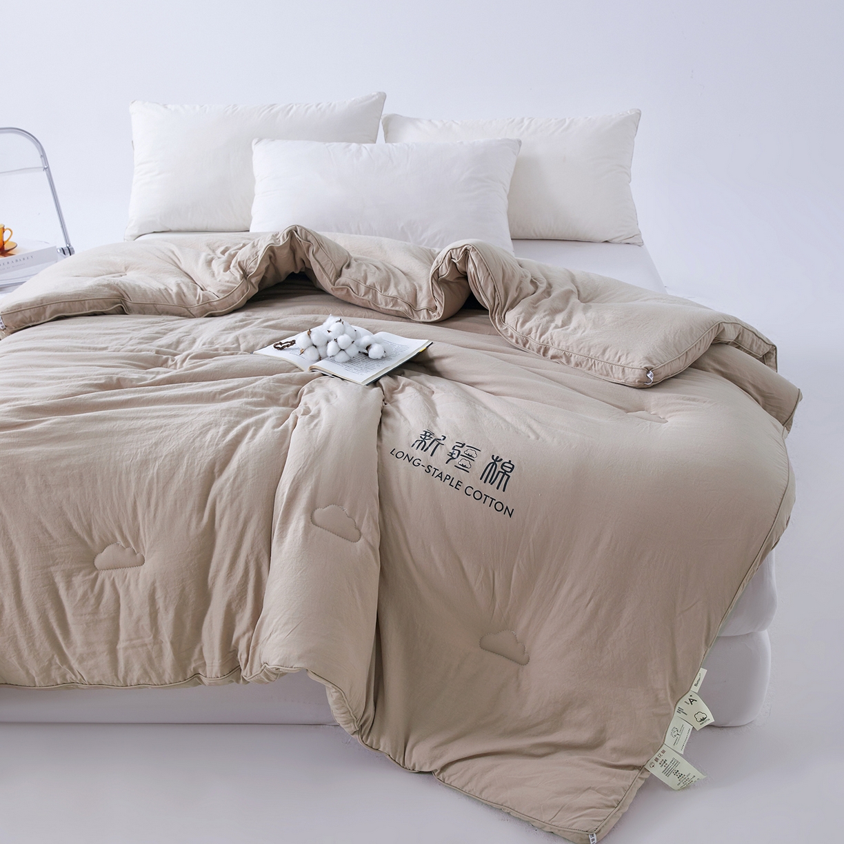 91家纺网 家纺一手货源 找家纺 思雅庭 2025新款原棉水洗棉新疆棉花被被子被芯 卡其