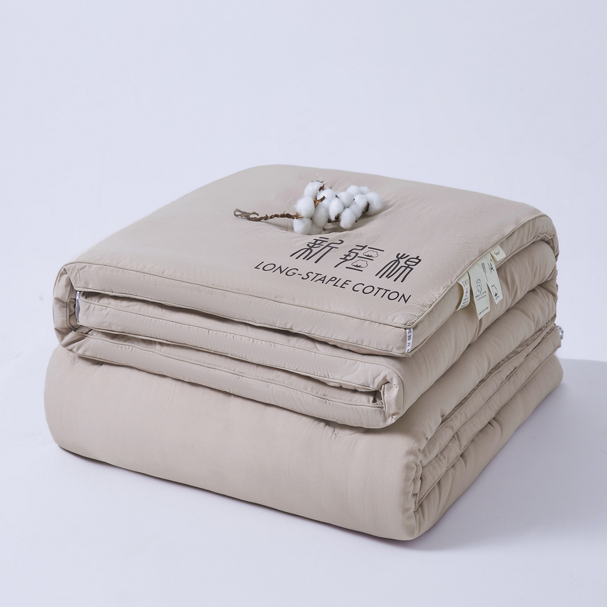 91家纺网 家纺一手货源 找家纺 思雅庭 2025新款原棉水洗棉新疆棉花被被子被芯 卡其