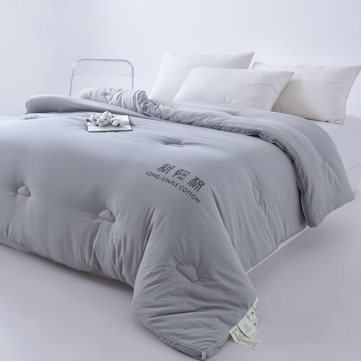 91家纺网 家纺一手货源 找家纺 思雅庭 2025新款原棉水洗棉新疆棉花被被子被芯 梦灰