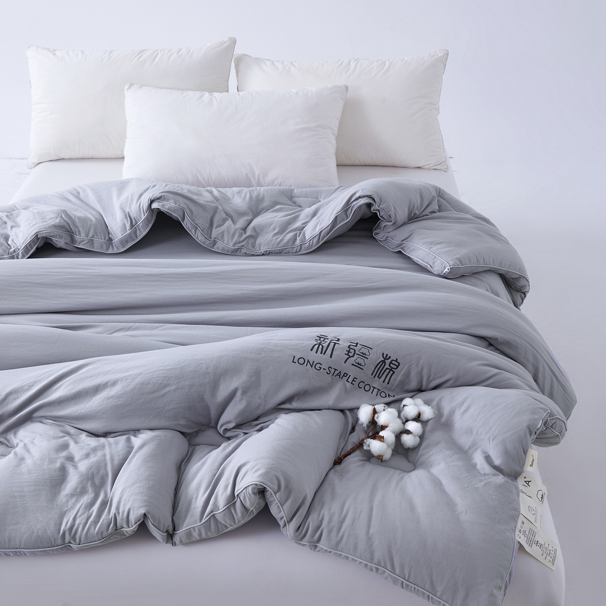 91家纺网 家纺一手货源 找家纺 思雅庭 2025新款原棉水洗棉新疆棉花被被子被芯 梦灰