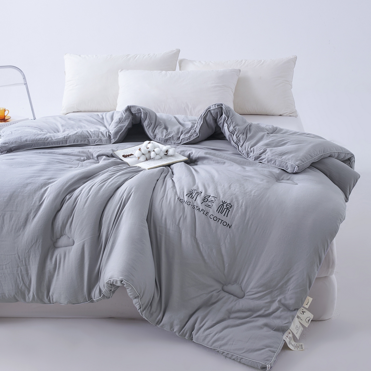 91家纺网 家纺一手货源 找家纺 思雅庭 2025新款原棉水洗棉新疆棉花被被子被芯 梦灰