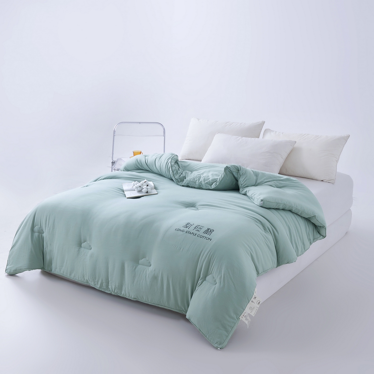 91家纺网 家纺一手货源 找家纺 思雅庭 2025新款原棉水洗棉新疆棉花被被子被芯 青绿