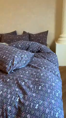 91家纺网 家纺一手货源 找家纺 美梦家纺 2025新款高克重加厚亚麻皱皱纱床盖四件套系列（提供买家秀) 谧境