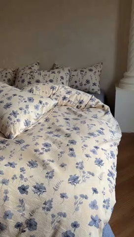 91家纺网 家纺一手货源 找家纺 美梦家纺 2025新款高克重加厚亚麻皱皱纱床盖四件套系列（提供买家秀) 莫兰