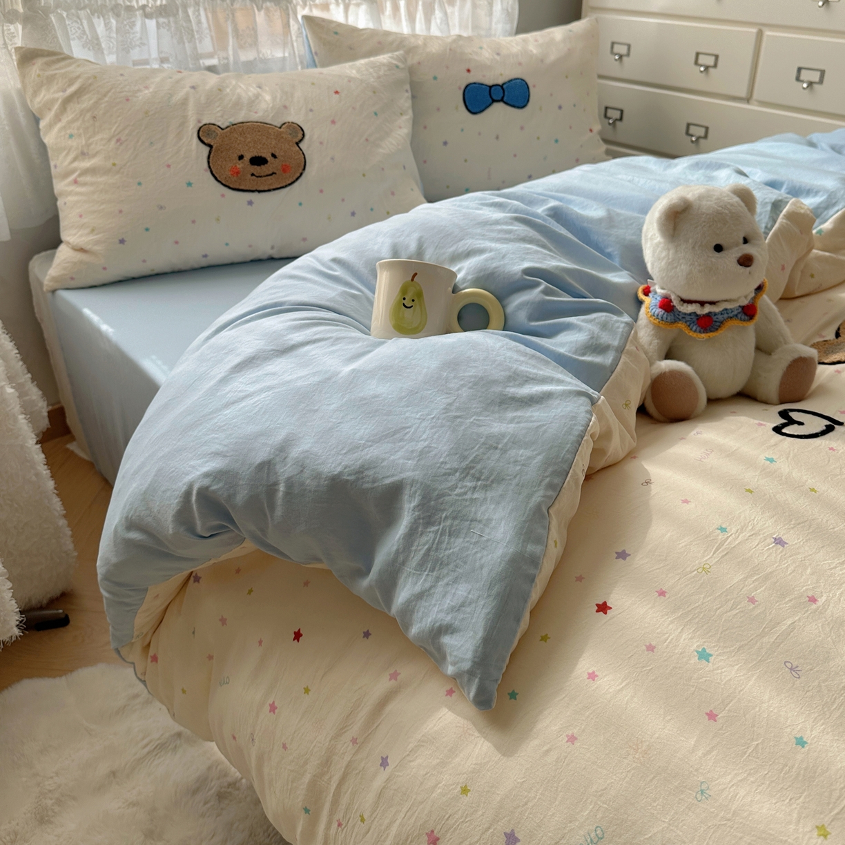 91家纺网 家纺一手货源 找家纺 盼季家纺 2025年A类毛巾绣水洗棉床上用品四件套学生宿舍床单被套三件套（含买家秀） 毛巾绣-绅士崽崽