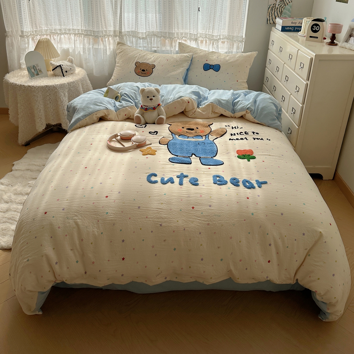 91家纺网 家纺一手货源 找家纺 盼季家纺 2025年A类毛巾绣水洗棉床上用品四件套学生宿舍床单被套三件套（含买家秀） 毛巾绣-绅士崽崽