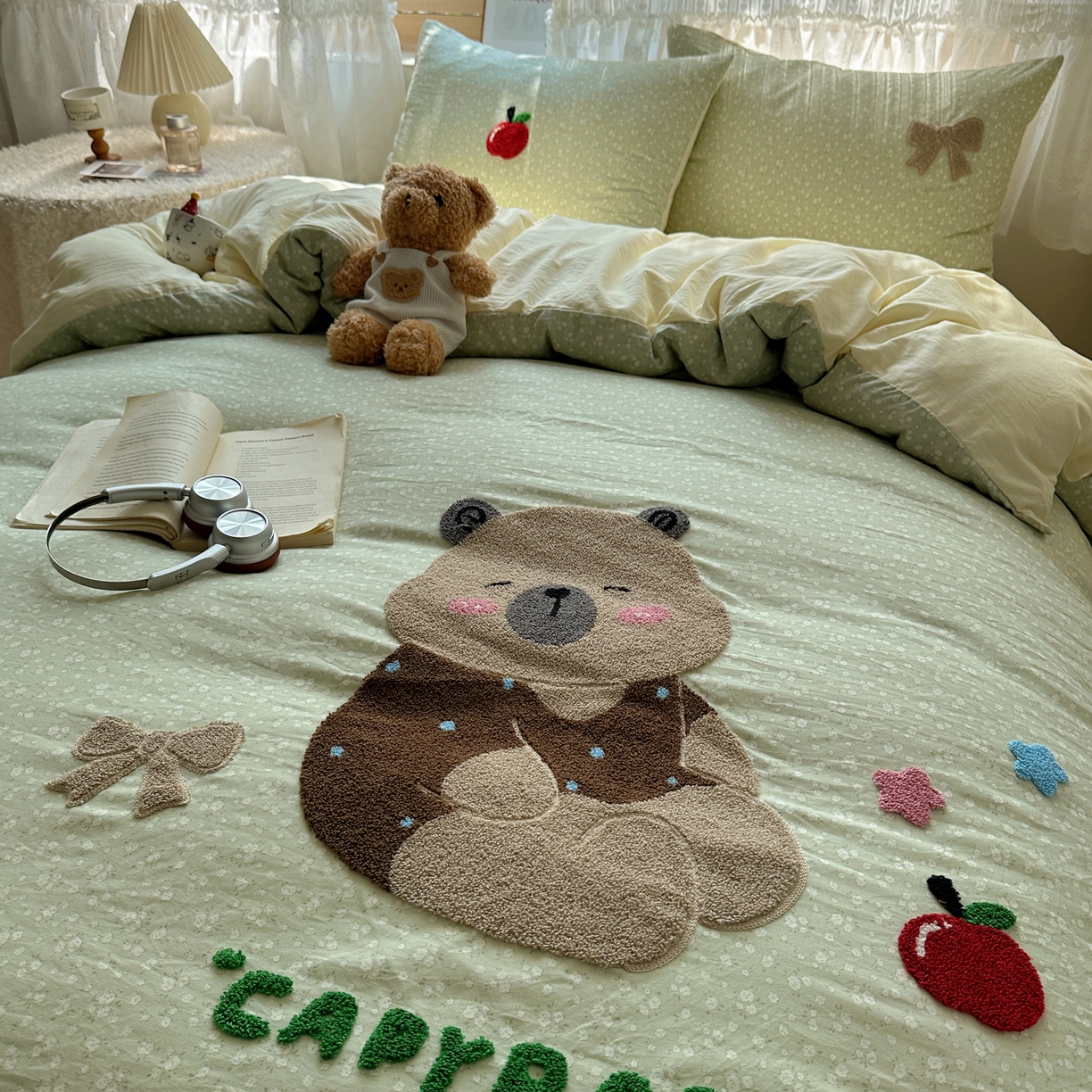 91家纺网 家纺一手货源 找家纺 盼季家纺 2025年A类毛巾绣水洗棉床上用品四件套学生宿舍床单被套三件套（含买家秀） 毛巾绣-懒懒熊