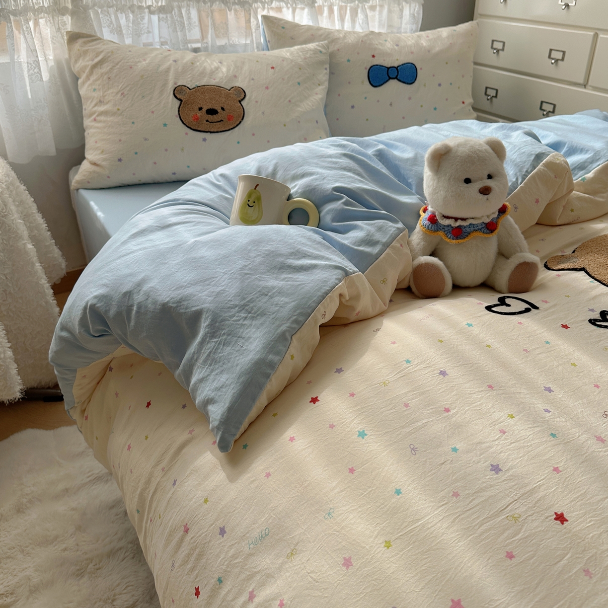 91家纺网 家纺一手货源 找家纺 盼季家纺 2025年A类毛巾绣水洗棉床上用品四件套学生宿舍床单被套三件套（含买家秀） 毛巾绣-绅士崽崽