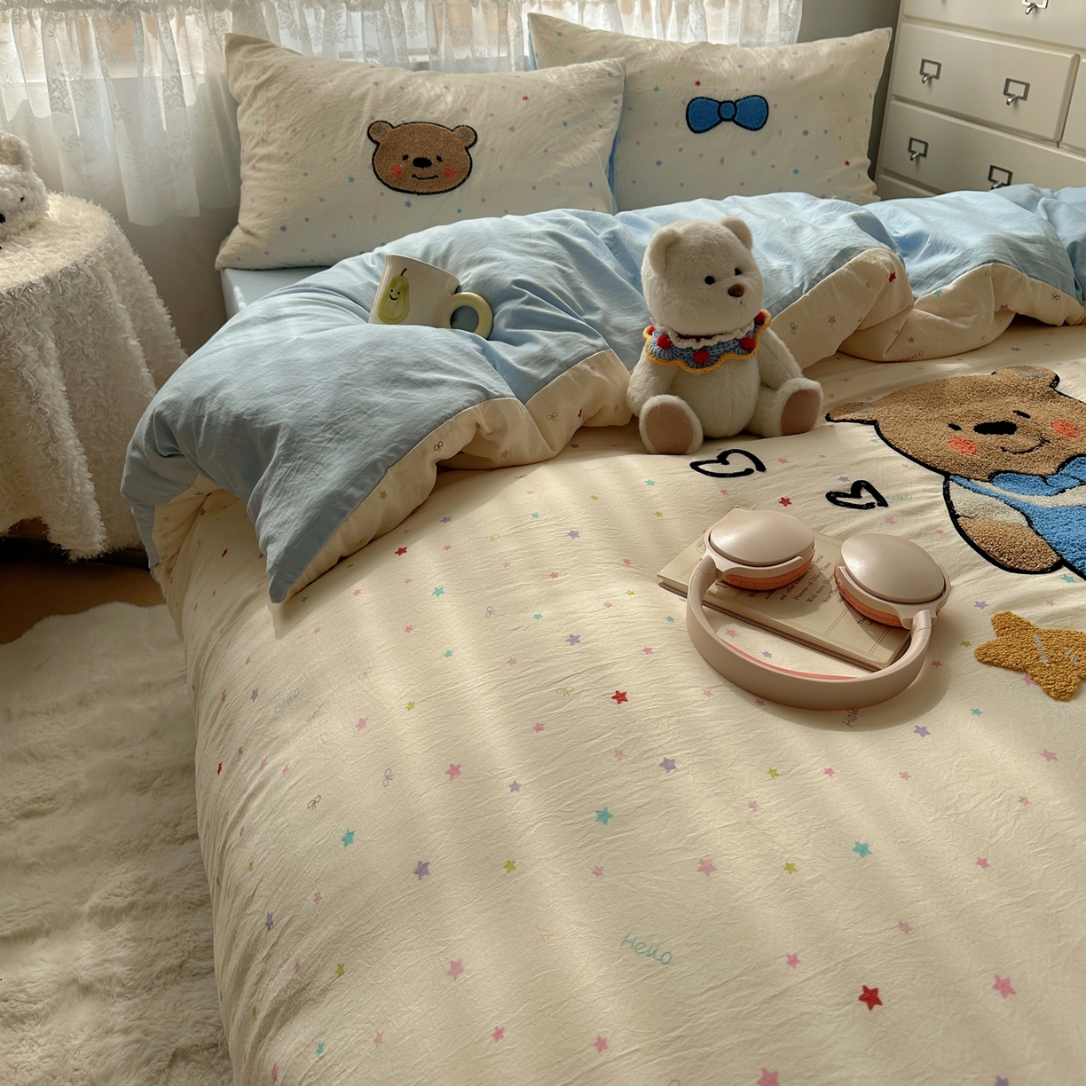 91家纺网 家纺一手货源 找家纺 盼季家纺 2025年A类毛巾绣水洗棉床上用品四件套学生宿舍床单被套三件套（含买家秀） 毛巾绣-绅士崽崽