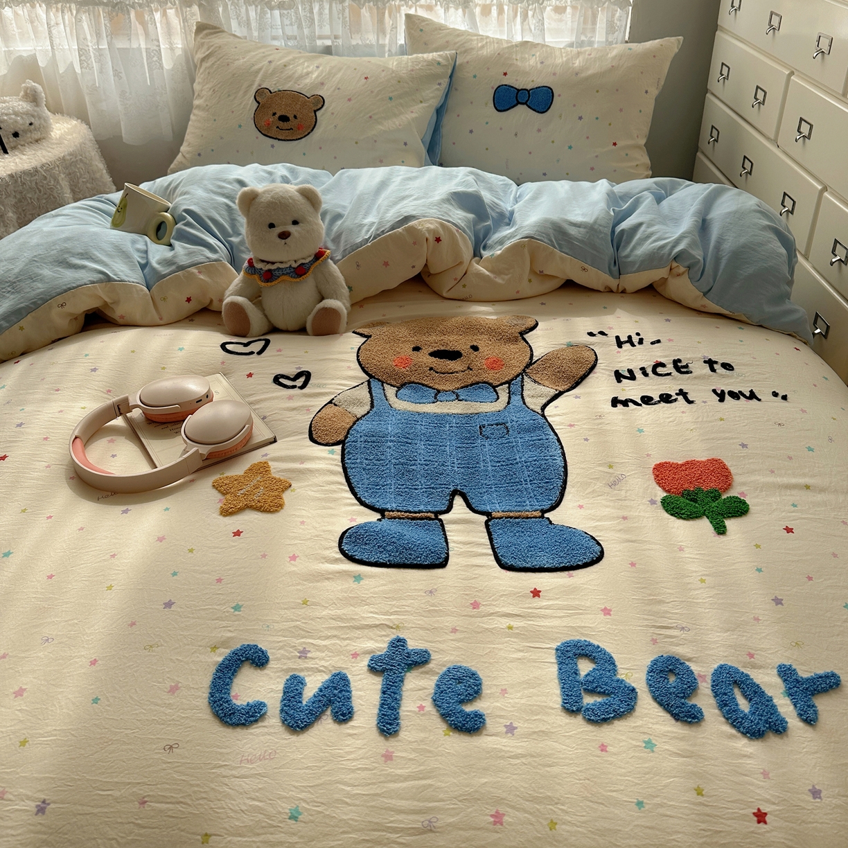 91家纺网 家纺一手货源 找家纺 盼季家纺 2025年A类毛巾绣水洗棉床上用品四件套学生宿舍床单被套三件套（含买家秀） 毛巾绣-绅士崽崽