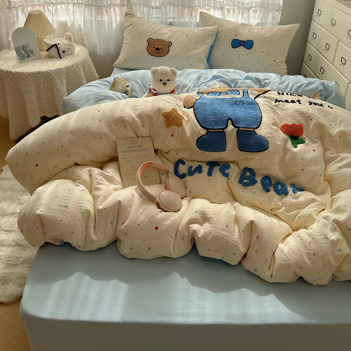 91家纺网 家纺一手货源 找家纺 盼季家纺 2025年A类毛巾绣水洗棉床上用品四件套学生宿舍床单被套三件套（含买家秀） 毛巾绣-绅士崽崽