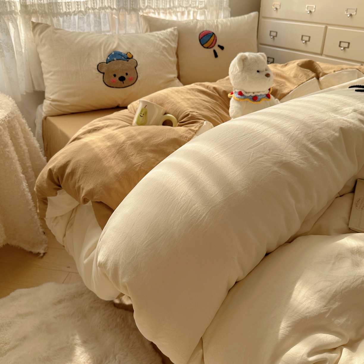 91家纺网 家纺一手货源 找家纺 盼季家纺 2025年A类毛巾绣水洗棉床上用品四件套学生宿舍床单被套三件套（含买家秀） 毛巾绣-足球宝贝