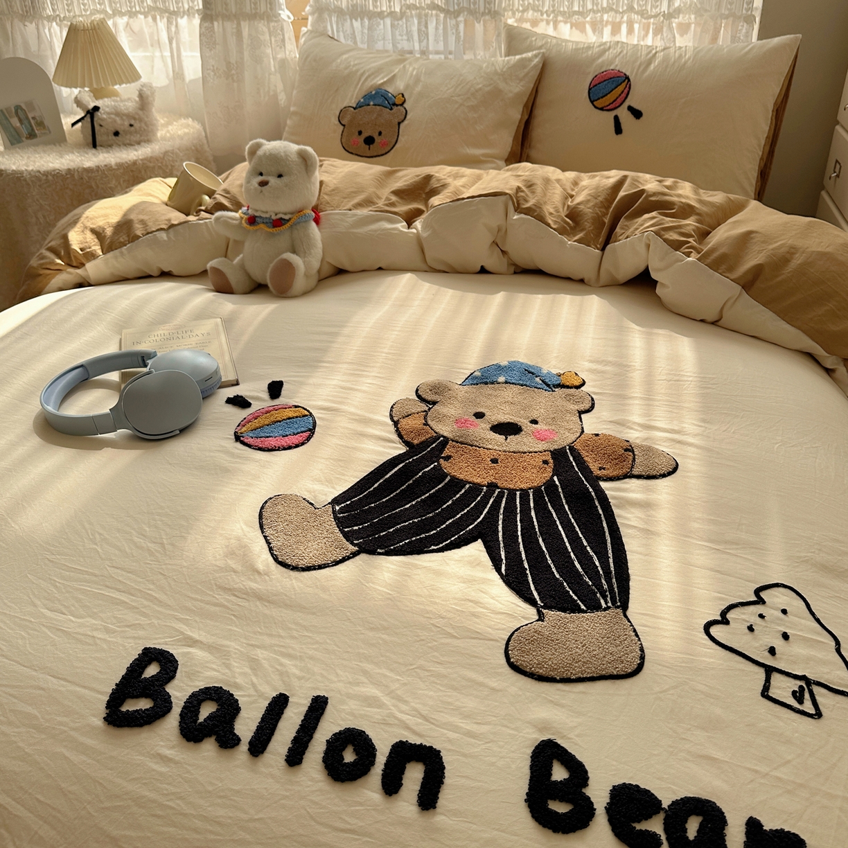 91家纺网 家纺一手货源 找家纺 盼季家纺 2025年A类毛巾绣水洗棉床上用品四件套学生宿舍床单被套三件套（含买家秀） 毛巾绣-足球宝贝