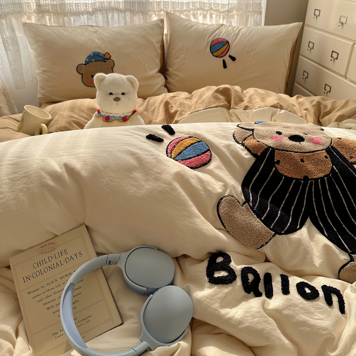 91家纺网 家纺一手货源 找家纺 盼季家纺 2025年A类毛巾绣水洗棉床上用品四件套学生宿舍床单被套三件套（含买家秀） 毛巾绣-足球宝贝